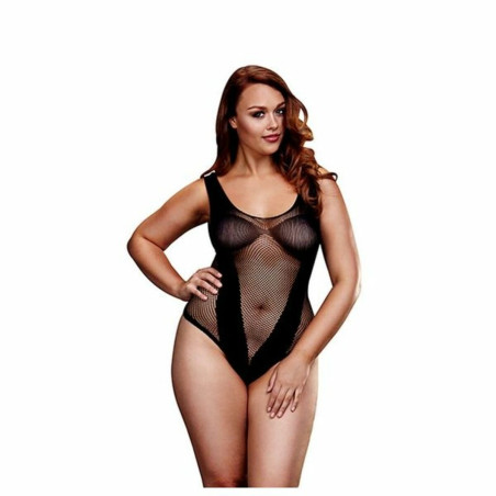 Body a Rete Jacquard V Teddy Rede de Pesca Taglia Unica Baci Lingerie BW3134-BLKQS Nero XL Queen