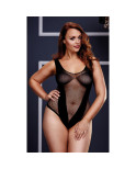 Body a Rete Jacquard V Teddy Rede de Pesca Taglia Unica Baci Lingerie BW3134-BLKQS Nero XL Queen