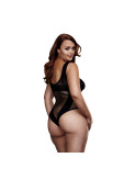 Body a Rete Jacquard V Teddy Rede de Pesca Taglia Unica Baci Lingerie BW3134-BLKQS Nero XL Queen