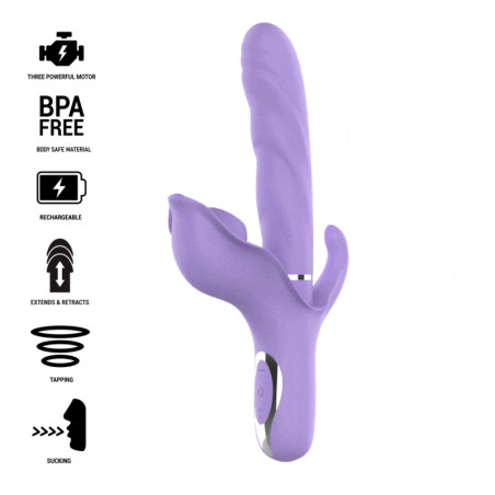 INTENSE - VIBRATORE MULTIFUNZIONE RICARICABILE BILLIE ASPIRANTE E PULSANTE VIOLA