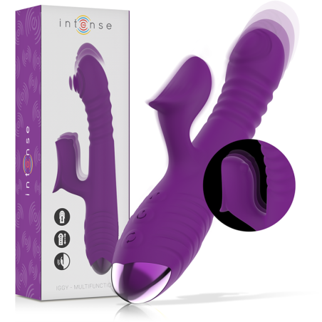 INTENSE - VIBRATORE MULTIFUNZIONE RICARICABILE IGGY UP  DOWN CON STIMOLATORE CLITORALE VIOLA