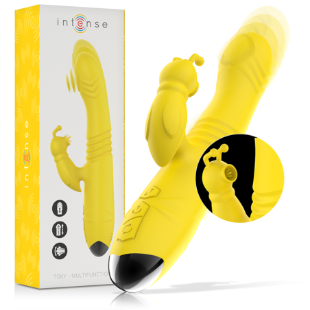 INTENSE - VIBRATORE MULTIFUNZIONE TOKY UP  DOWN CON STIMOLATORE CLITORALE GIALLO