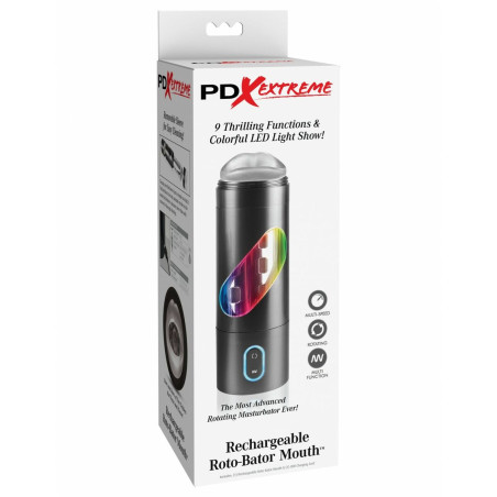 Masturbatore Pipedream PDX EXTREME RECHARGEABLE ROTO-BATOR MOUTH BLACK