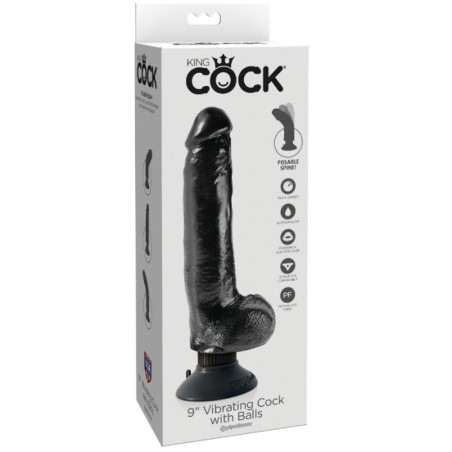 KING COCK - DILDO VIBRANTE CON TESTICOLI 23 CM NERO