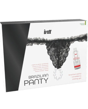 INTT RELEASES - SLIP NERO BRASILIANO CON PERLE E GEL LUBRIFICANTE 50 ML