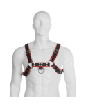 LEATHER BODY - BODY CATENA IN PELLE IMBRACATURA III NERO / ROSSO