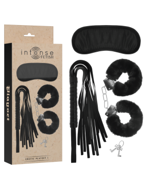 INTENSE FETISH - PLAYSET EROTICO 1 CON MANETTE, MASCHERA CIECA E FLOGGER