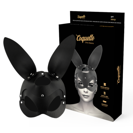 COQUETTE CHIC DESIRE - MASCHERA VEGANA IN PELLE CON ORECCHIE DI CONIGLIO