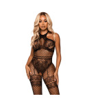 LEG AVENUE - BODYSTOCKING CON CAVEZZA IN RETE TAGLIA UNICA - NERO