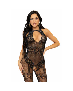 LEG AVENUE - BODYSTOCKING A RETE SENZA CUCITURE LEG AVENUE - TAGLIA UNICA - NERO