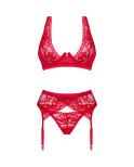 OBSESSIVE - SET LACELOVE TRE PEZZI ROSSO XL/XXL