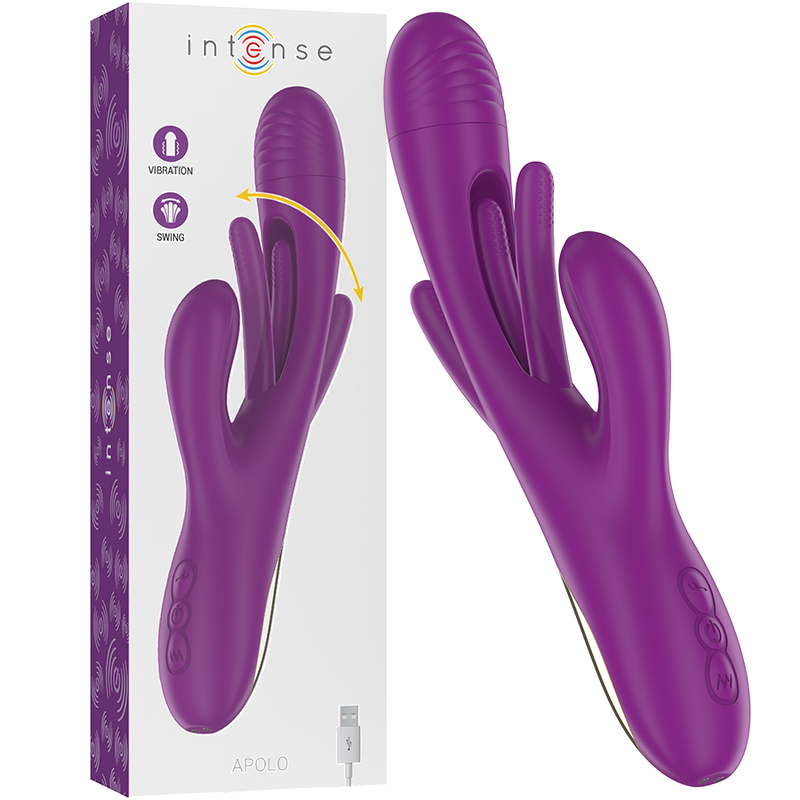 INTENSE - APOLO VIBRATORE MULTIFUNZIONE RICARICABILE 7 VIBRAZIONI CON LINGUA OSCILLANTE VIOLA