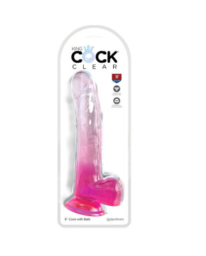 KING COCK - CLEAR DILDO CON TESTICOLI 20.3 CM ROSA