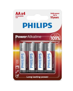 PHILIPS - POWER BATTERIA ALCALINA AA LR6 BLISTER * 4