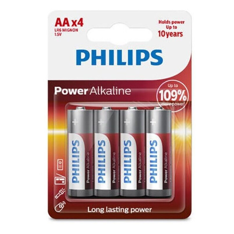 PHILIPS - POWER BATTERIA ALCALINA AA LR6 BLISTER * 4