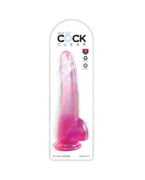 KING COCK - CLEAR DILDO CON TESTICOLI 19 CM ROSA