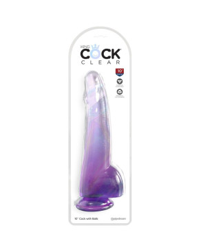 KING COCK - CLEAR DILDO CON TESTICOLI 19 CM VIOLA