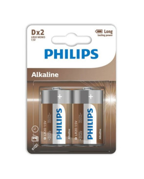 PHILIPS - BATTERIA ALCALINA D LR20 BLISTER*2