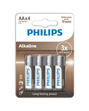 PHILIPS - BATTERIE ALCALINE AA LR6 CONFEZIONE DA 4