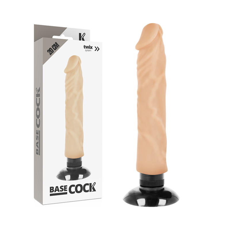 BASECOCK - VIBRATORE REALISTICO 2-1 NERO 20 CM -O- 4 CM