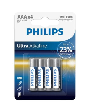 PHILIPS - BATTERIA ULTRA ALCALINA AAA LR03 4 UNITÀ