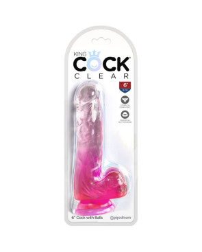 KING COCK - CLEAR PENE REALISTICO CON SFERE 13.5 CM ROSA