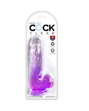 KING COCK - CLEAR PENE REALISTICO CON SFERE 13.5 CM VIOLA