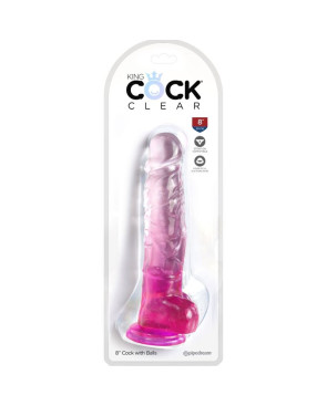 KING COCK - CLEAR PENE REALISTICO CON SFERE 16.5 CM ROSA