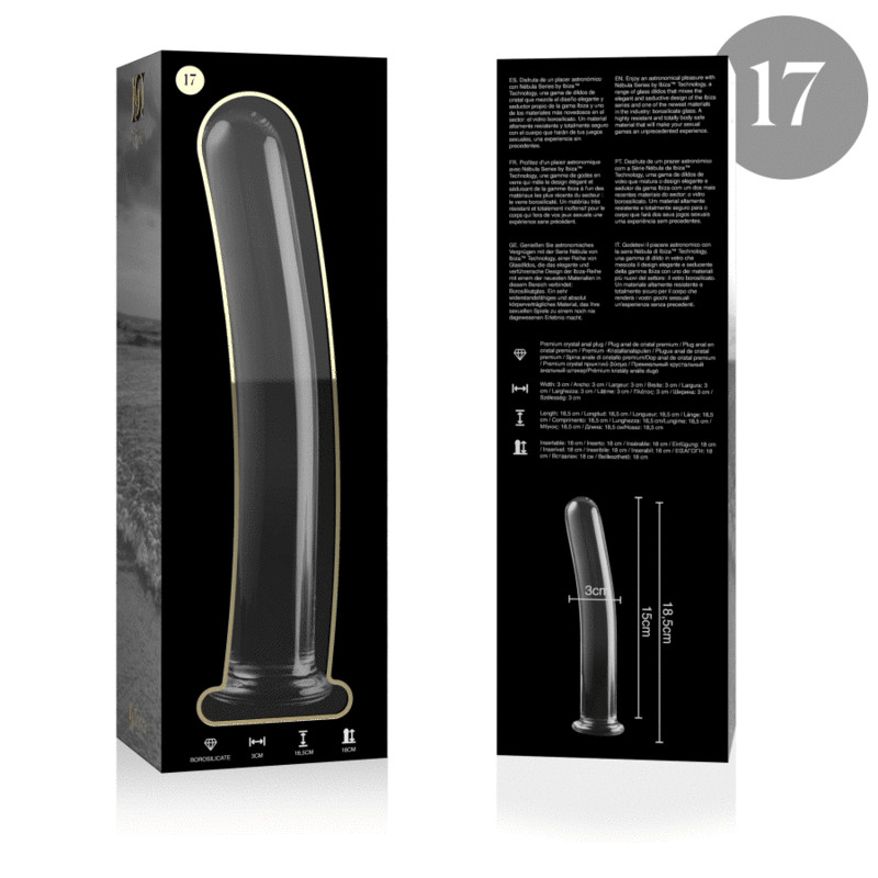 NEBULA SERIES BY IBIZA - MODELLO 17 DILDO IN VETRO BOROSILICATO ROSA 18.5 CM -O- 3 CM