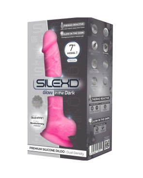 SILEXD - MODELLO 1 PENE REALISTICO IN SILICONE PREMIUM SILEXPAN ROSA FLUORESCENTE 17.5 CM