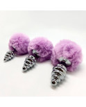 ALIVE - PLUG PIACERE ANALE SPIRALE METALLO FLUFFY VIOLA TAGLIA M