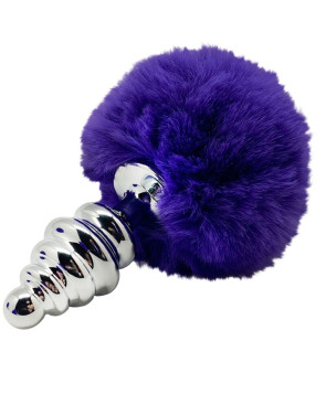 ALIVE - PLUG PIACERE ANALE SPIRALE METALLO FLUFFY VIOLA SCURO TAGLIA S