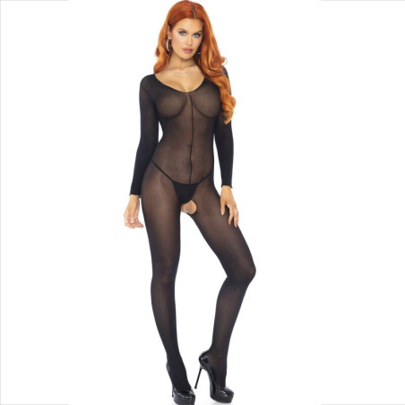 LEG AVENUE - BODYSTOCKING MANICA LUNGA NERO