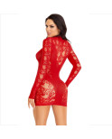 LEG AVENUE - MINI ABITO CON PIZZO MANICA LUNGA ROSSO