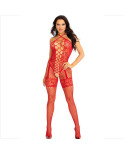 LEG AVENUE - BODYSTOCKING CAVEZZA COLLO ROSSO CUORI ROSSI