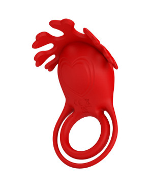 PRETTY LOVE - ANELLO VIBRATORE RUBEN 7 VIBRAZIONI IN SILICONE ROSSO