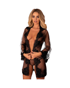 LIVCO CORSETTI FASHION - HERINA LC XG056 VESTAGLIA + SLIP NERO TAGLIA UNICA