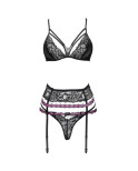 LIVCO CORSETTI FASHION - SNEHANA LC 90443 REGGISENO + REGGISENO + SLIP NERO L/XL