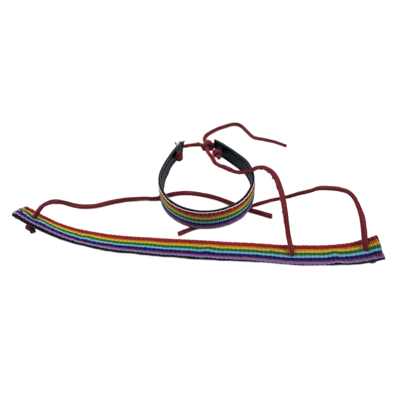 PRIDE - BRACCIALE IN PELLE NERA LGBT FLAG