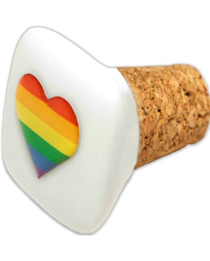 PRIDE - SQUARE CORK CERAMIC STOPPER WITH LGBT FLAG