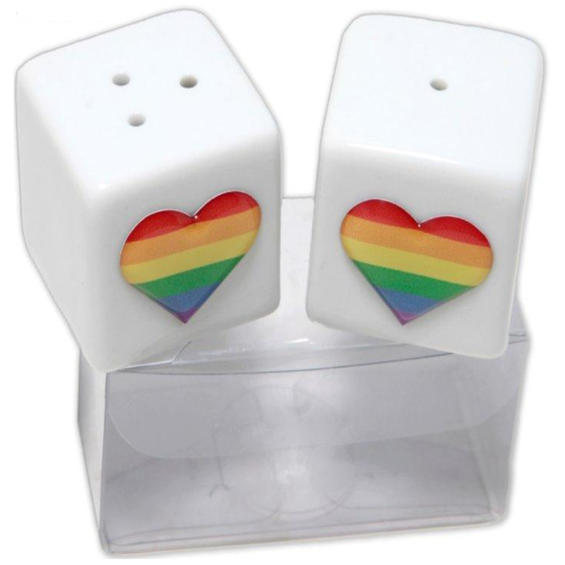 PRIDE - SALIERA E PEPE IN CERAMICA CON BANDIERA LGBT