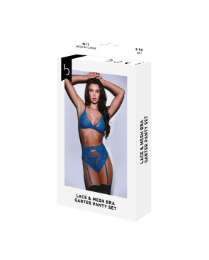 Set di Lingerie Baci Lingerie Garter & Panty Azzurro (M/L)