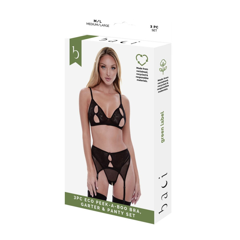 Set di Lingerie Baci Lingerie Peek-A-Boo Bra Nero (M/L)