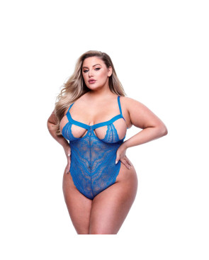 Set di Lingerie Baci Lingerie Lace Teddy Azzurro (Queen)