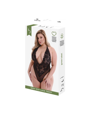 Set di Lingerie Baci Lingerie Eco Lace Teddy Nero (Queen)