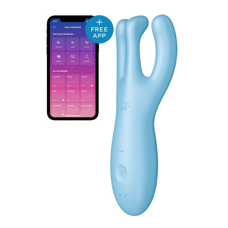 Massaggiatore Satisfyer Threesome 4 Connect Azzurro