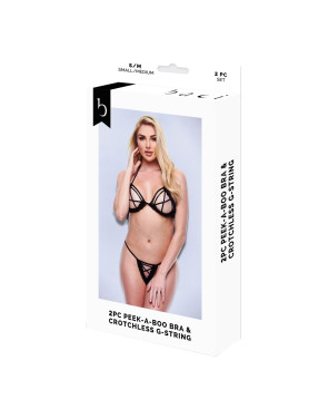 Set di Lingerie Baci Lingerie Crotchless G- Nero 2 Pezzi (M/L)