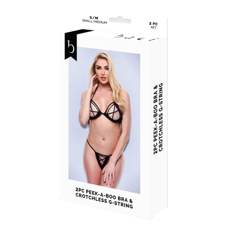 Set di Lingerie Baci Lingerie Crotchless G- Nero 2 Pezzi (M/L)