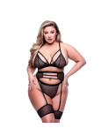 Set di Lingerie Baci Lingerie Nero 3 Pezzi (Queen)