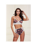 Set di Lingerie con Pizzo Baci Lingerie Floral & Lace Grigio (M/L)